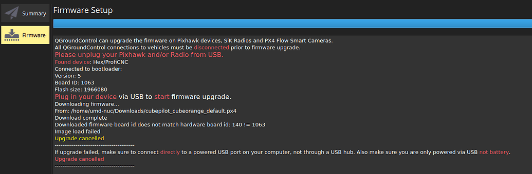 Bootloader and firmware issues for PX4 on cubeorange+ - Cube Autopilot ...